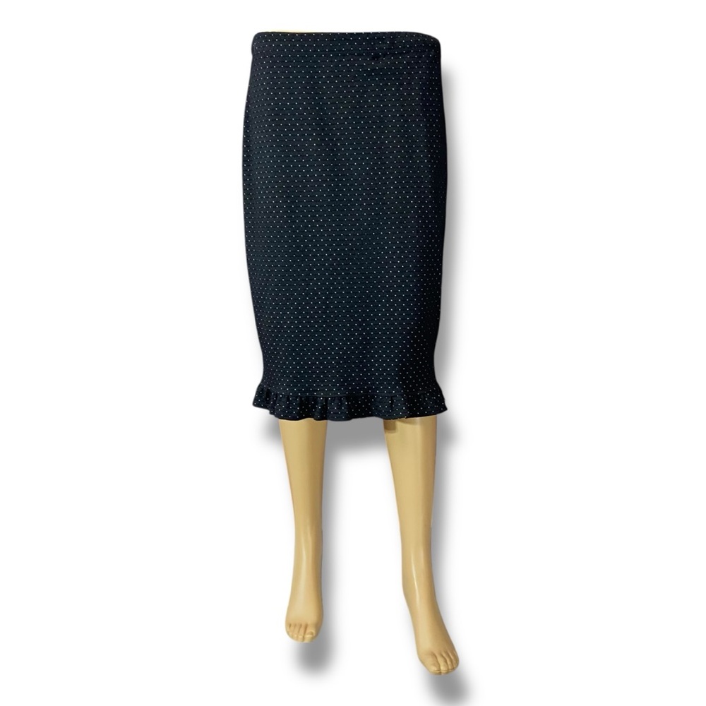 Polka Dot Ruffle Hem Pencil Skirt